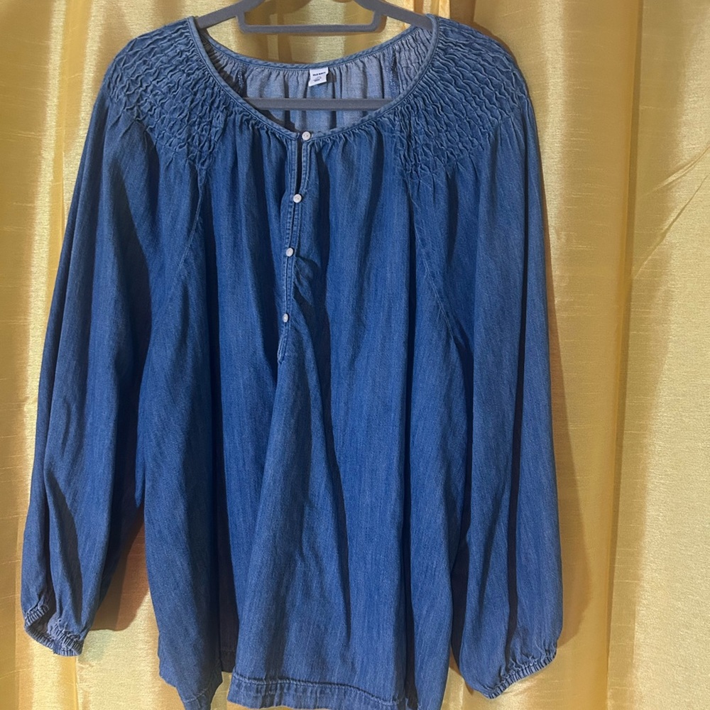 Old Navy Light Blue Denim Blouse